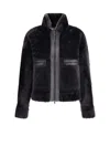 Brunello Cucinelli Grey Shearling Jacket With Two Front Welt Pockets With Zip In Black