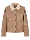 Brunello Cucinelli Luxurious Shearling Panelled Jacket In Brown
