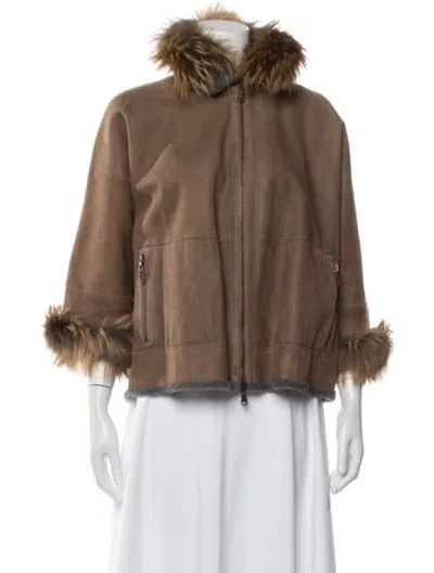 Pre-owned Brunello Cucinelli Shearling Jacket In Neutral