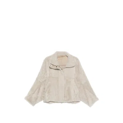 Brunello Cucinelli Shearling Jacket In Neutral