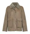 Brunello Cucinelli Shearling Leather Jacket In Multi