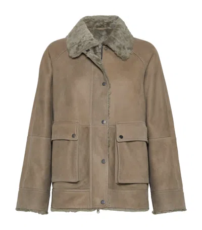 BRUNELLO CUCINELLI SHEARLING-LINED LEATHER JACKET