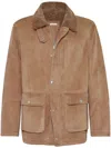 Brunello Cucinelli Shearling Lined Field Jacket For Men In Tan