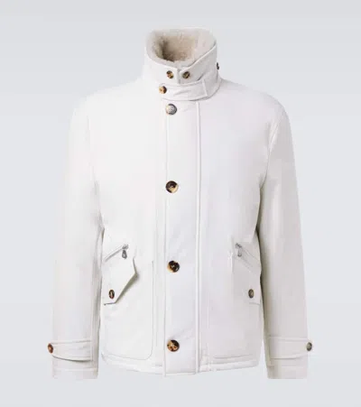 Brunello Cucinelli Shearling-lined Jacket In Neutral