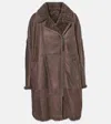 Brunello Cucinelli Shearling-lined Leather Coat In Brown