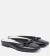 Brunello Cucinelli Leather Shearling Bow Ballerina Mules In Black