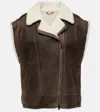 Brunello Cucinelli Shearling-lined Leather Vest In Tortora + Pelo Naturale