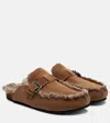 Brunello Cucinelli Shearling-lined Suede Slippers In Brown