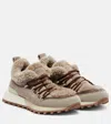 Brunello Cucinelli Shearling-lined Suede Sneakers In Nude