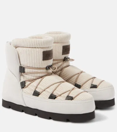 Brunello Cucinelli Shearling-lined Suede Snow Boots In White