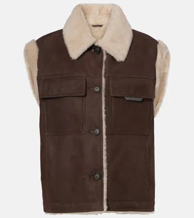 Brunello Cucinelli Shearling-lined Suede Vest