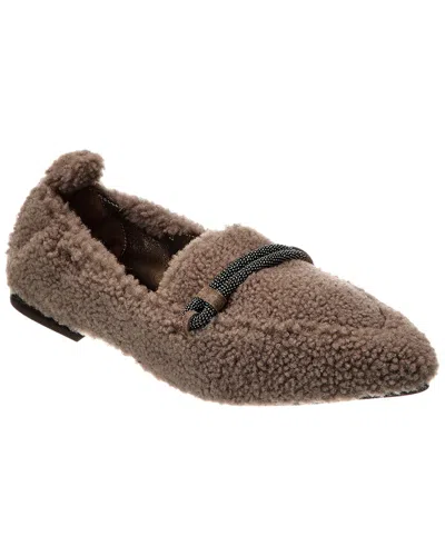 Brunello Cucinelli Shearling Loafer In Brown