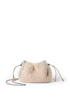 Brunello Cucinelli Shearling Mellow Mini Bucket Bag In White