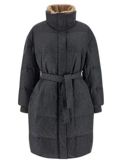 BRUNELLO CUCINELLI BRUNELLO CUCINELLI SHEARLING NECK DOWN JACKET