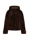 Brunello Cucinelli Shearling Outerwear Jacket With Shiny Zipper Pull In Brown