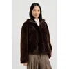 Brunello Cucinelli Shearling Outerwear Jacket With Shiny Zipper Pull In Brown