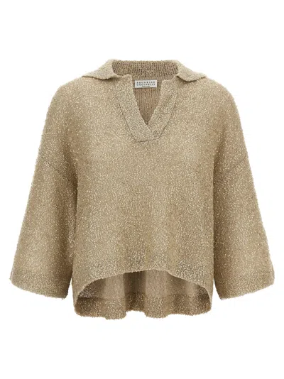 Brunello Cucinelli Shearling Polo Beige