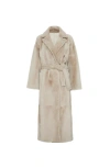 Brunello Cucinelli Reversible Shearling Coat With Shiny Detailing In Neutral