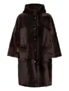 Brunello Cucinelli Reversible Fur Coat With Hood And Pockets In Brown