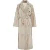 Brunello Cucinelli Reversible Shearling Coat With Shiny Detailing In Snow
