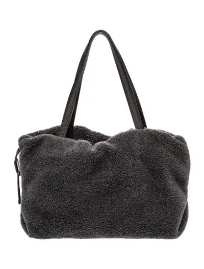 Pre-owned Brunello Cucinelli Shearling Shoulder Bag In Black