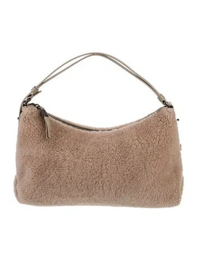 Pre-owned Brunello Cucinelli Shearling Shoulder Bag In Neutral