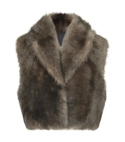 Brunello Cucinelli Shearling Sleeveless Jacket In Brown