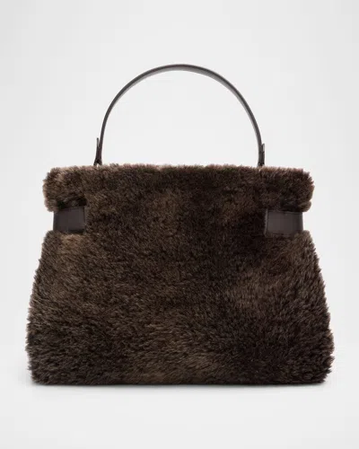 Brunello Cucinelli Shearling Top-handle Bag In Brown