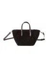 Brunello Cucinelli Duo Shearling Mini Shopper Tote Bag In Brown