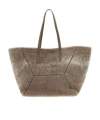Brunello Cucinelli Shearling Tote Bag In Brown