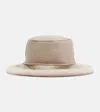 Brunello Cucinelli Shearling-trimmed Leather Boater Hat In Neutral