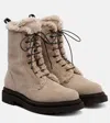 Brunello Cucinelli Shearling-trimmed Suede Combat Boots