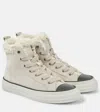 Brunello Cucinelli Shearling-trimmed Suede High-top Sneakers In Beige