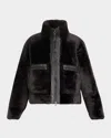 Brunello Cucinelli Grey Shearling Jacket With Two Front Welt Pockets With Zip