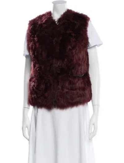 Pre-owned Brunello Cucinelli Shearling Vest In Burgundy
