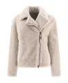 Brunello Cucinelli Shearling Zip-up Jacket In Nude