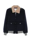 Brunello Cucinelli Shearling-collar Bomber Jacket In Blue