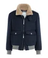 Brunello Cucinelli Shearling-collar Bomber Jacket In Blue