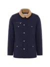 Brunello Cucinelli Shearling-collar Multi-pocket Jacket In Blue