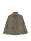 Brunello Cucinelli Shearling-collar Press-stud Jacket In Green