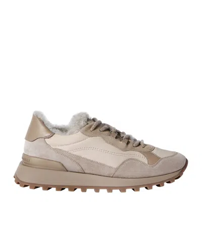 Brunello Cucinelli Shearling-lined Monili Sneakers In Multi