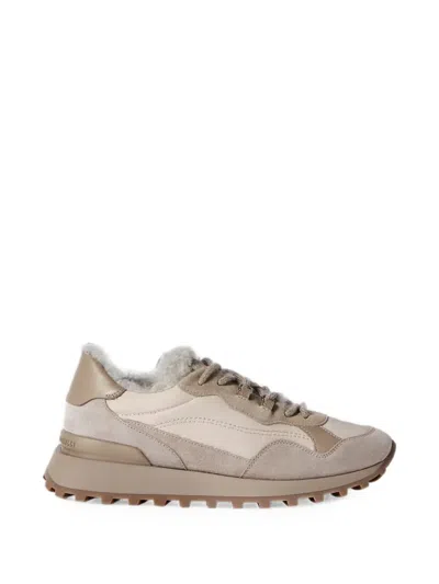 Brunello Cucinelli Shearling-lined Monili Trainers In Neutral