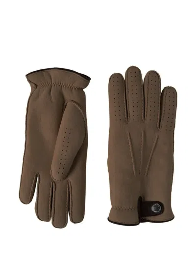 Brunello Cucinelli Shearling-lined Suede Gloves In Brown