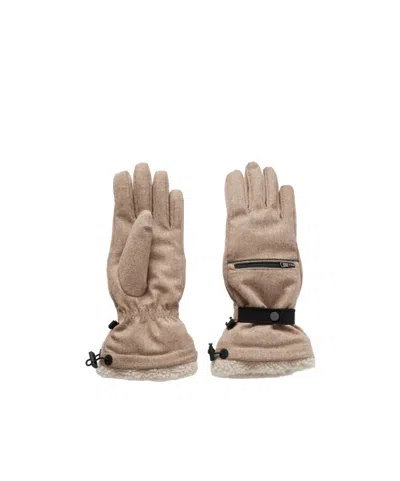 Brunello Cucinelli Shearling-lined Wool Gloves In Brown