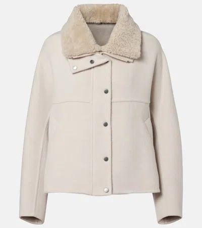 Brunello Cucinelli Shearling-trimmed Wool And Cashmere Jacket In White