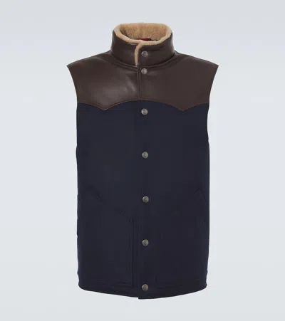Brunello Cucinelli Shearling-trimmed Wool Vest In Black
