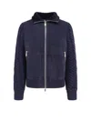 Brunello Cucinelli Padded Jacket In Mutton Leather And Cashmere In Blue