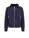 Brunello Cucinelli Padded Jacket In Mutton Leather And Cashmere In Blue