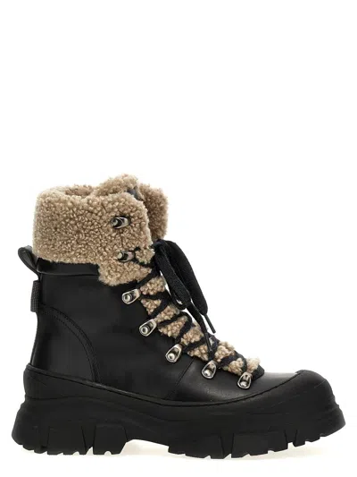 Brunello Cucinelli Shearling-lined Leather Ankle Boots In Multi
