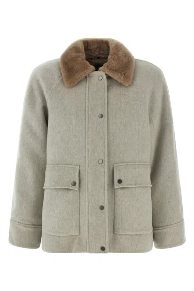 Brunello Cucinelli Sheepskin Insert Jacket In Sand